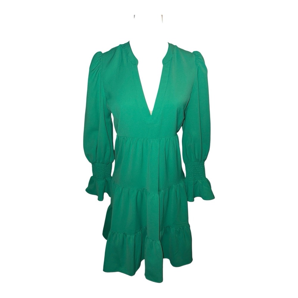 Pomander Place Tuckernuck Tiered Mini Kenzo Dress M Kelly Green‎ Smocked Sleeve